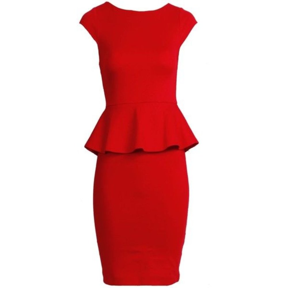 NWT Alice + Olivia "Victoria" Peplum RED Dress SZ 10